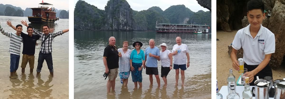 Narelle and Martin on the Red River and Halong Bay river cruise in Vietnam.