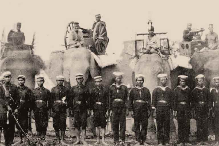 Lascars and Elephant Artillery, 1885