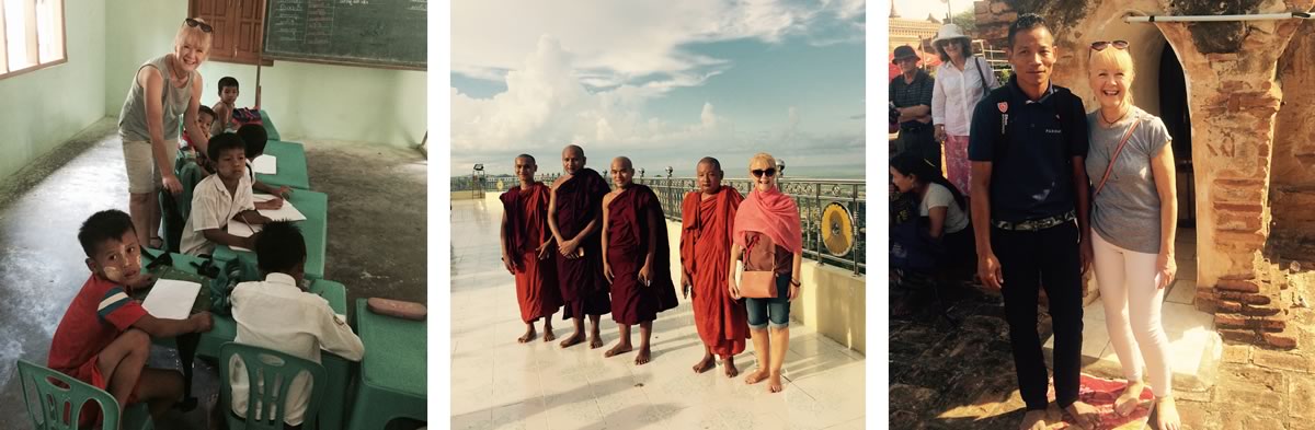 Lynda Brown on the Mandalay to Pagan river cruise in Burma (Myanmar).