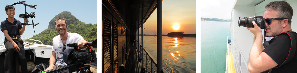 Halong Bay and the Red River cruise in Vietnam. David and Spencer.