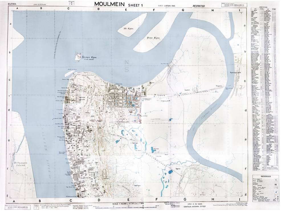 Burma, Moulmein 1945 map