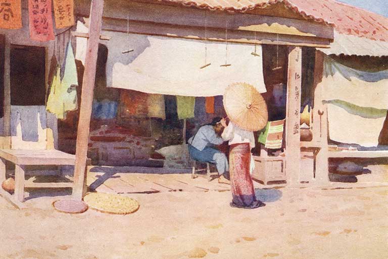 The Bhamo bazaar c 1905, by R Talbot Kelly