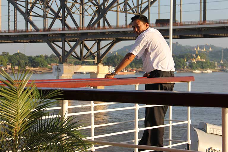Captain Maung Maung Oo onboard the Orient Pandaw