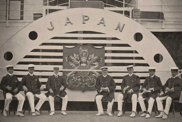 Captain de la Taste and his officers for the 1906 Royal Cruises