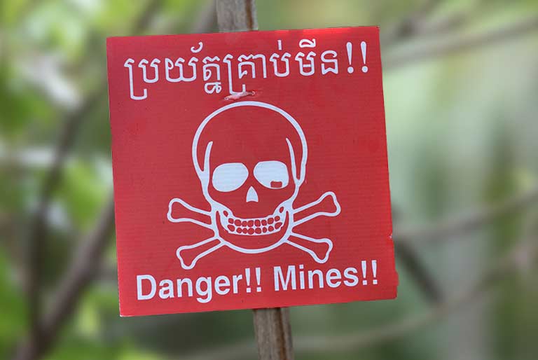 Warning: A landmine sign