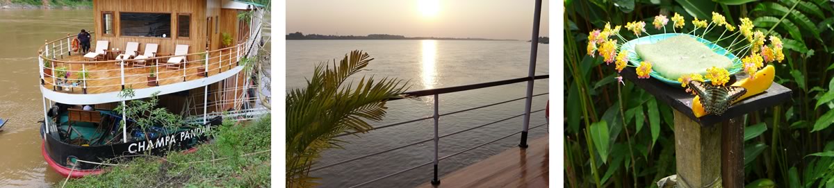 Penelope Cooke on-board the RV Champa Pandaw river cruise ship on the Laos Mekong river cruise