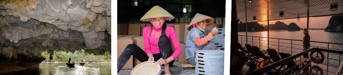 Janice and Greg McDougall on board the RV Angkor in Vietnam's Halong Bay and the Red River cruise.