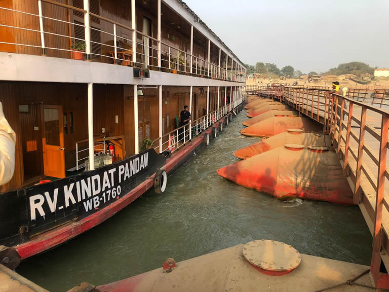 RV Kindat Pandaw next to the pontoon