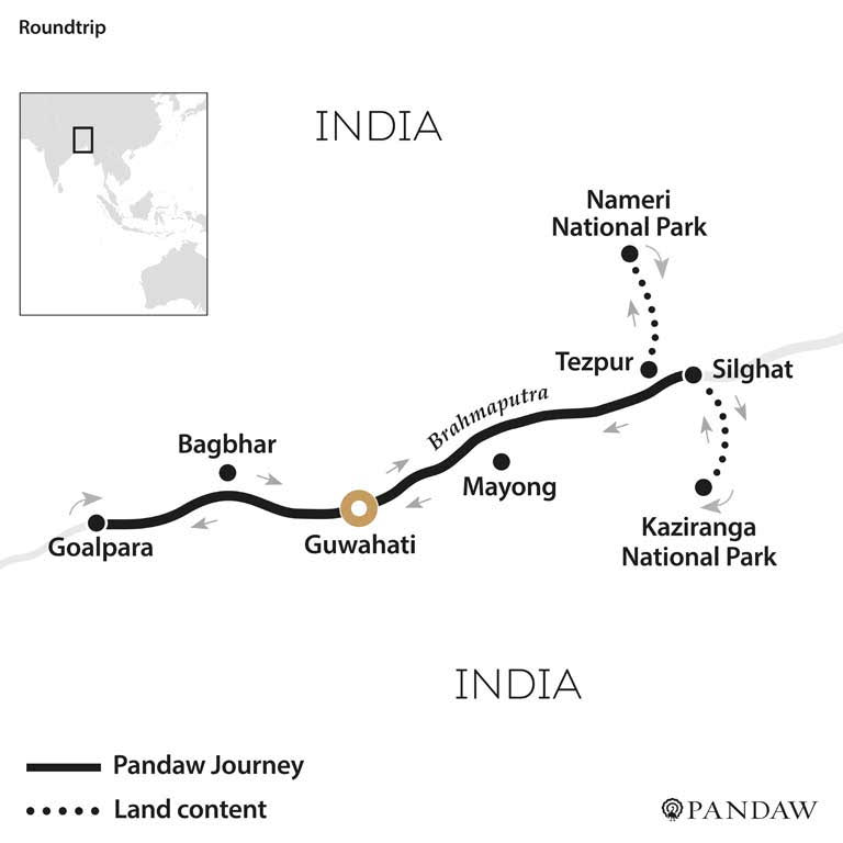 River Cruise map for All Assam on the Brahmaputra