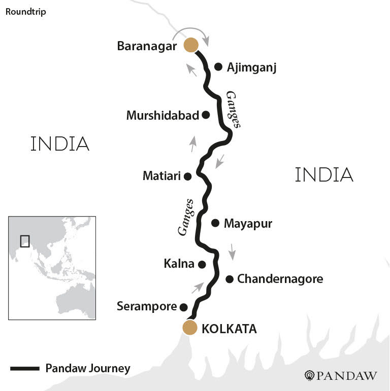 River Cruise map for The Hooghly Ganges