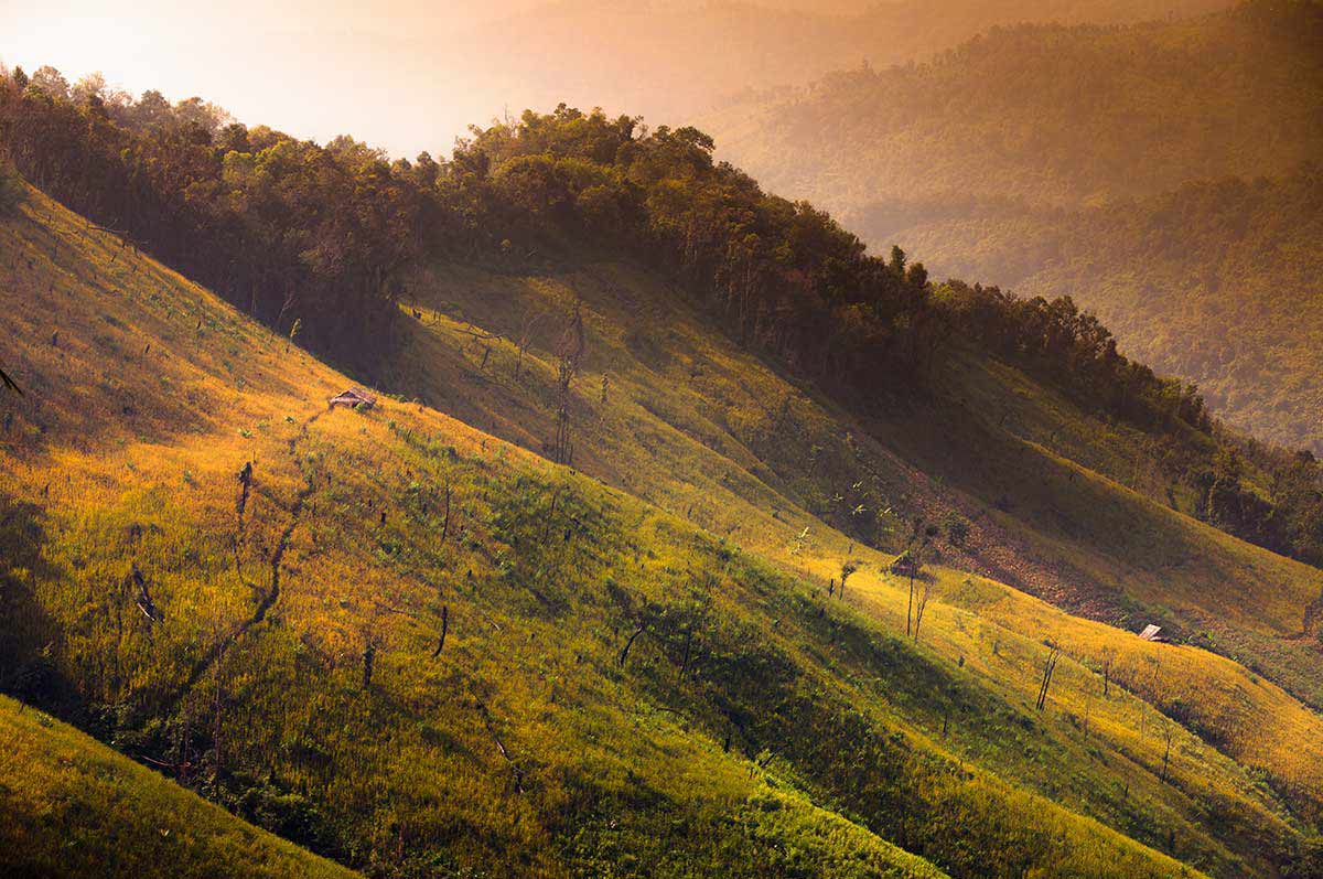 An image of Chaing Khong's beautiful landscapes and tranquil views captured during sunrise