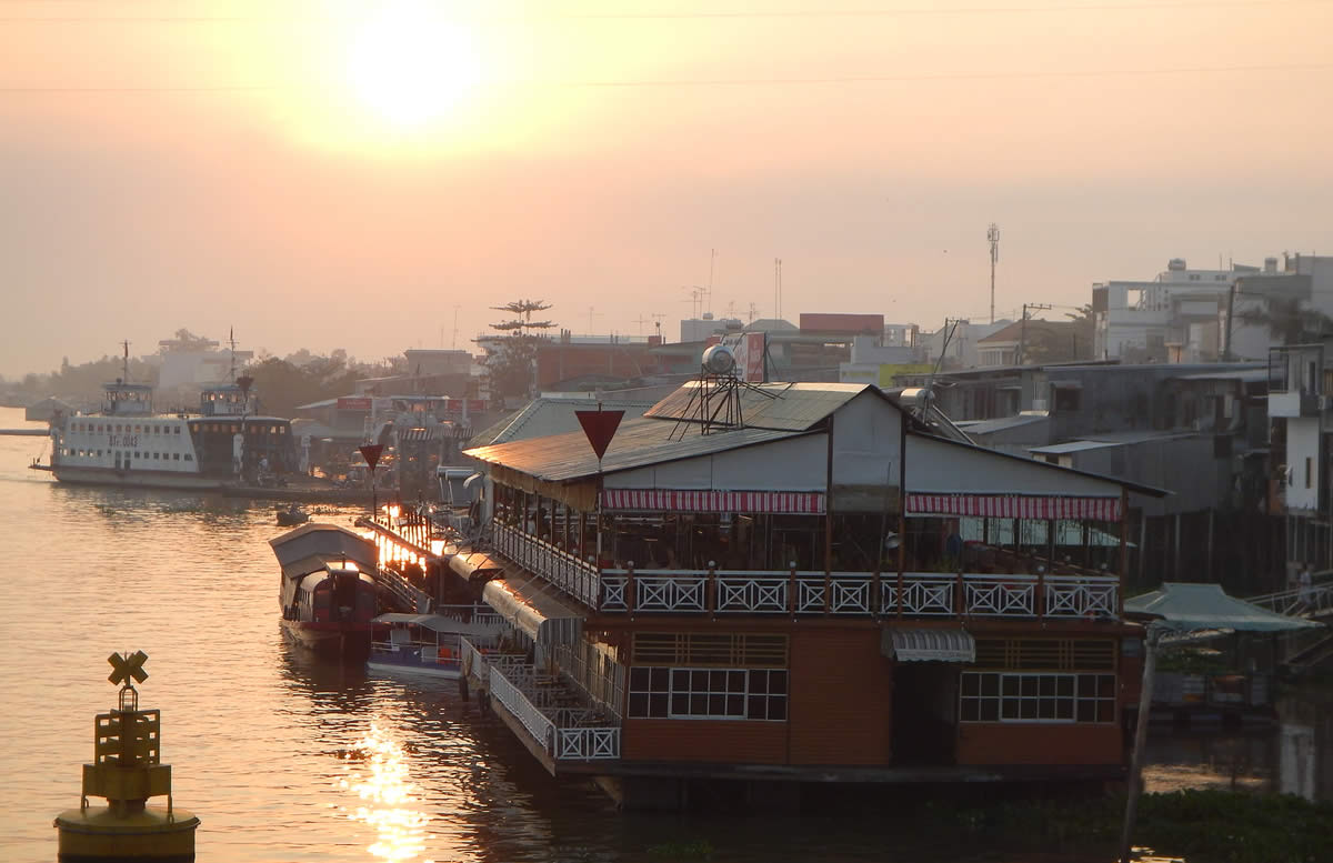 Sun setting over Chau Doc