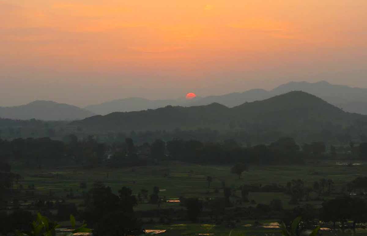 An image of The Rajmahal Hills captured during sunrise by one of our passengers during their Ganges River Cruise