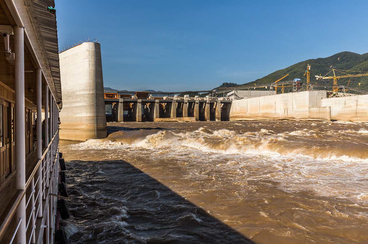 Construction work around the Xayaburi Dam